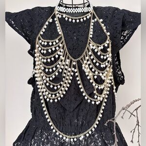 Gold and White Beaded Necklace
